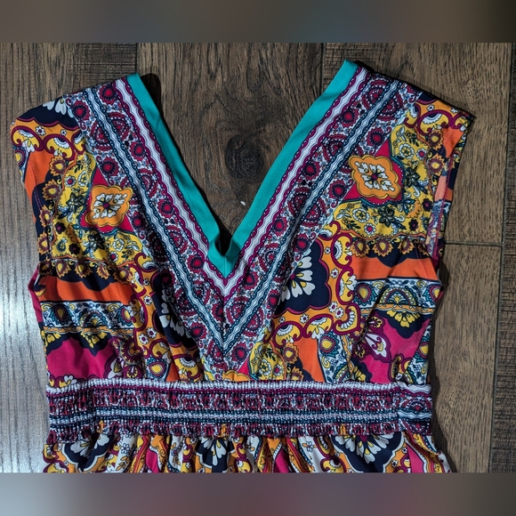 Kiara Women's Bright Colorful Paisley Bohemian Summer Beach Cover Up Size Med - Picture 14 of 16